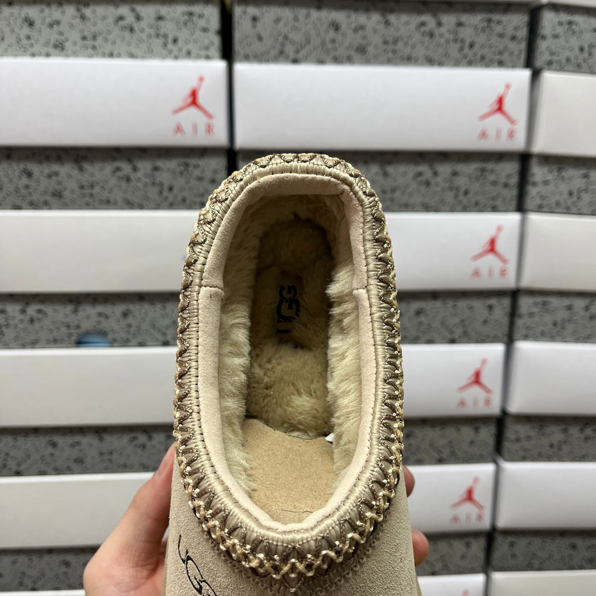 UGG Mustard Seed Slip-On Shoes with Stitched Trim and Plush Lining