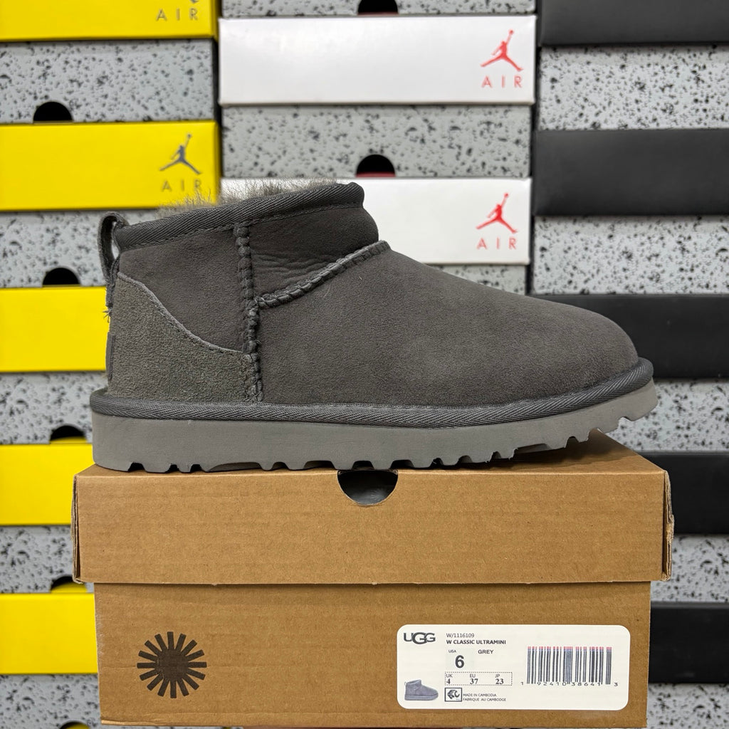 UGG Classic Mini Pull-On Boots in Gray with Plush Lining