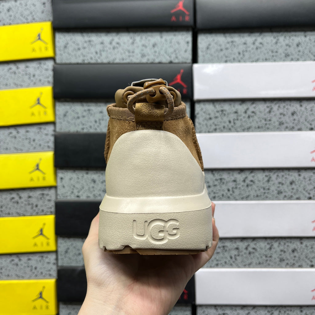 UGG Slip-On Ankle Boots in Chestnut with Cream Chunky Lug Sole