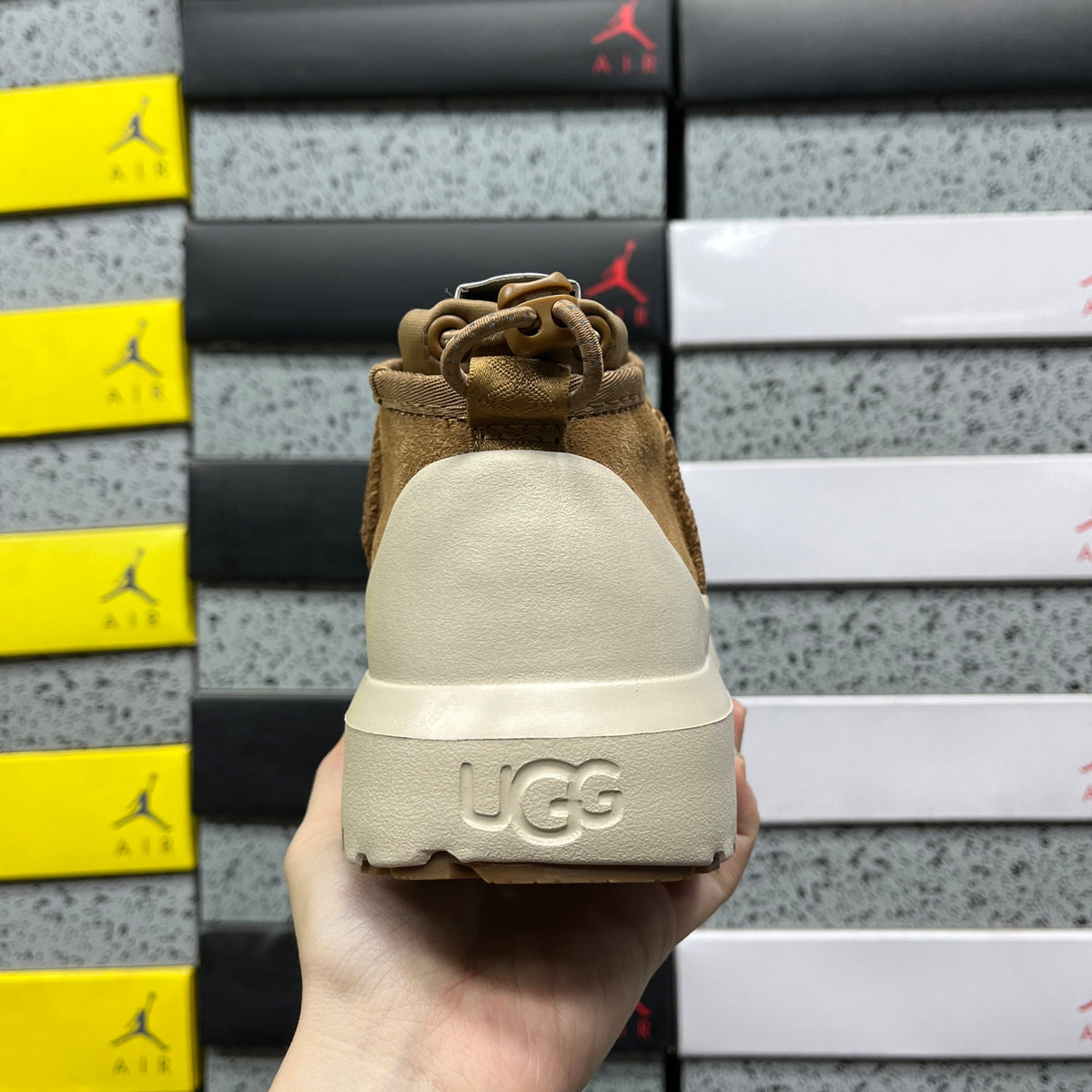 UGG Slip-On Ankle Boots in Chestnut with Cream Chunky Lug Sole