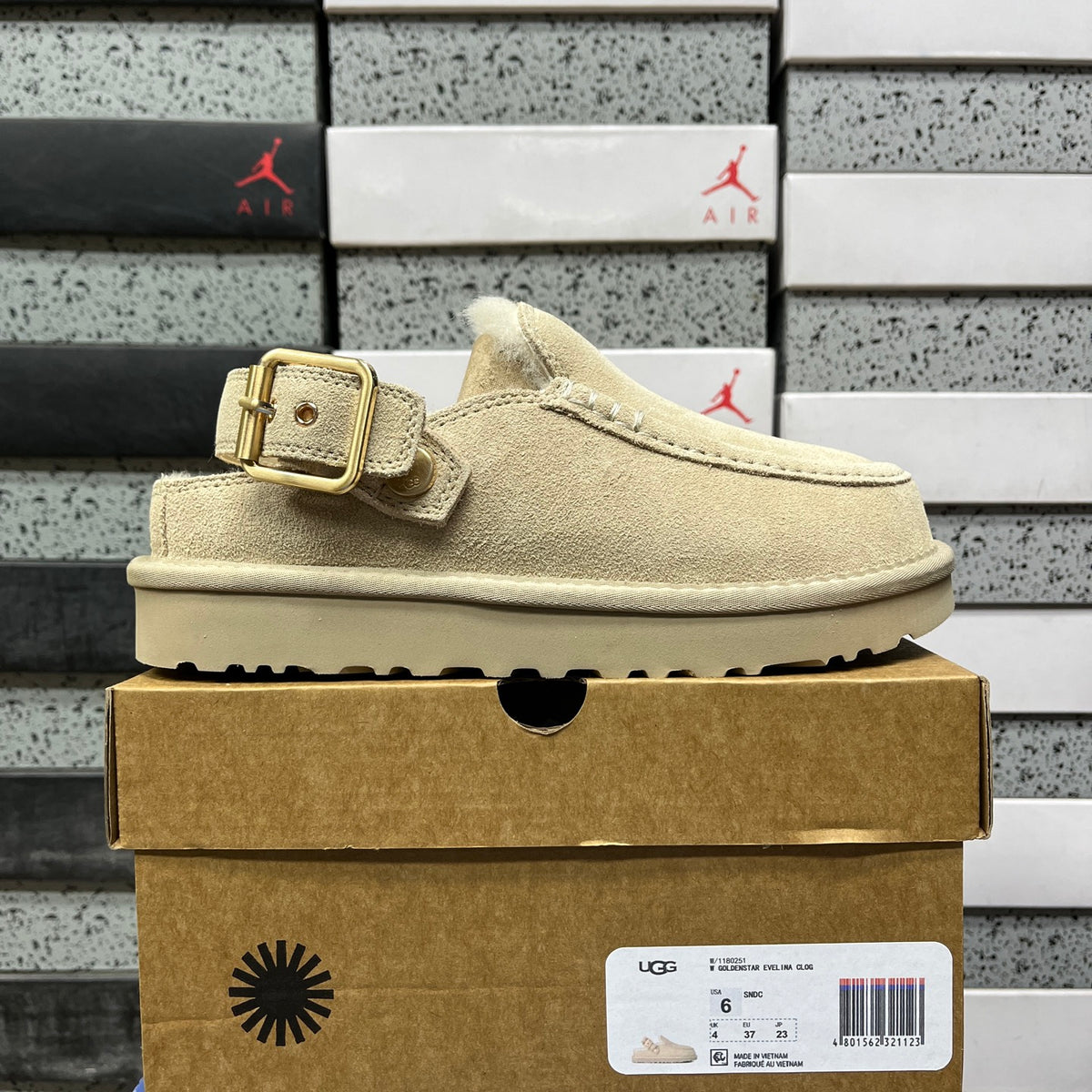 UGG Buckle-Strap Clogs in Mustard Seed with Plush Lining