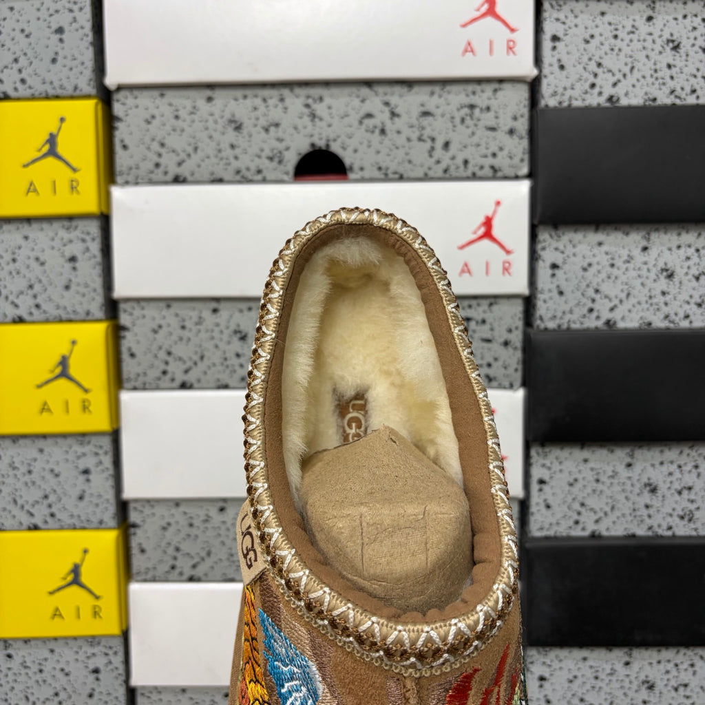 UGG Chestnut Slip-On Shoes with Dragon and Tiger Embroidery