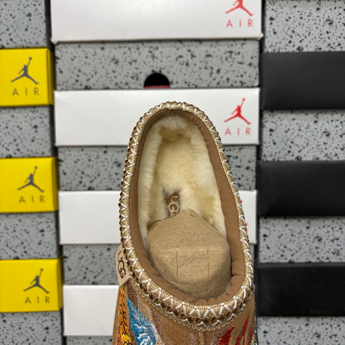 UGG Chestnut Slip-On Shoes with Dragon and Tiger Embroidery