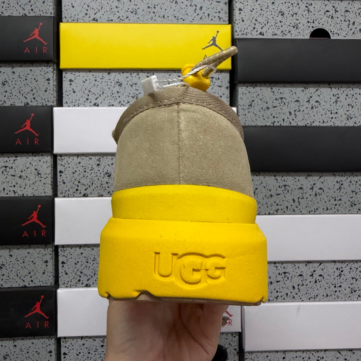UGG Beige Slip-On Shoes with Yellow Chunky Lug Sole