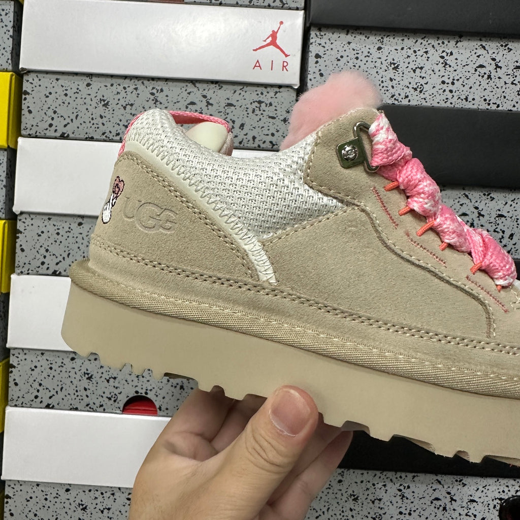 UGG Low-Cut Lace-Up Shoes in White and Pink with Chunky Sole
