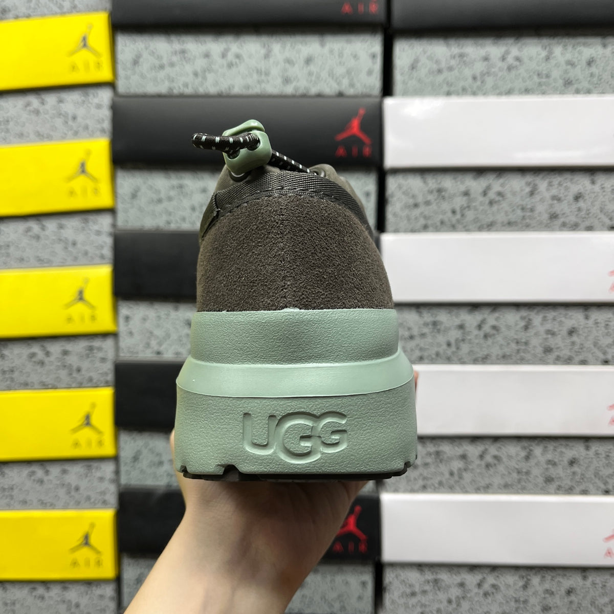 UGG Slip-On Shoes in Dark Olive with Mint Green Chunky Sole