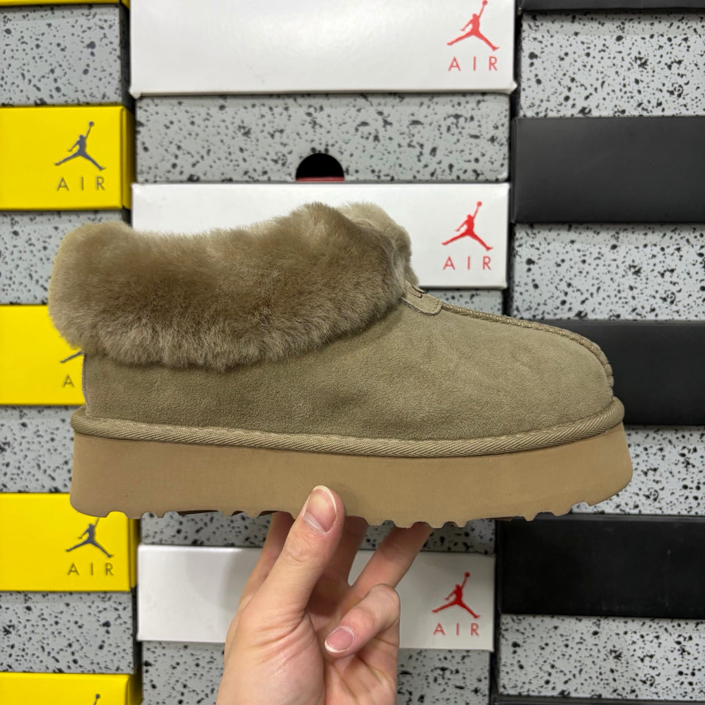 UGG Slippers in Antelope Brown with Plush Collar