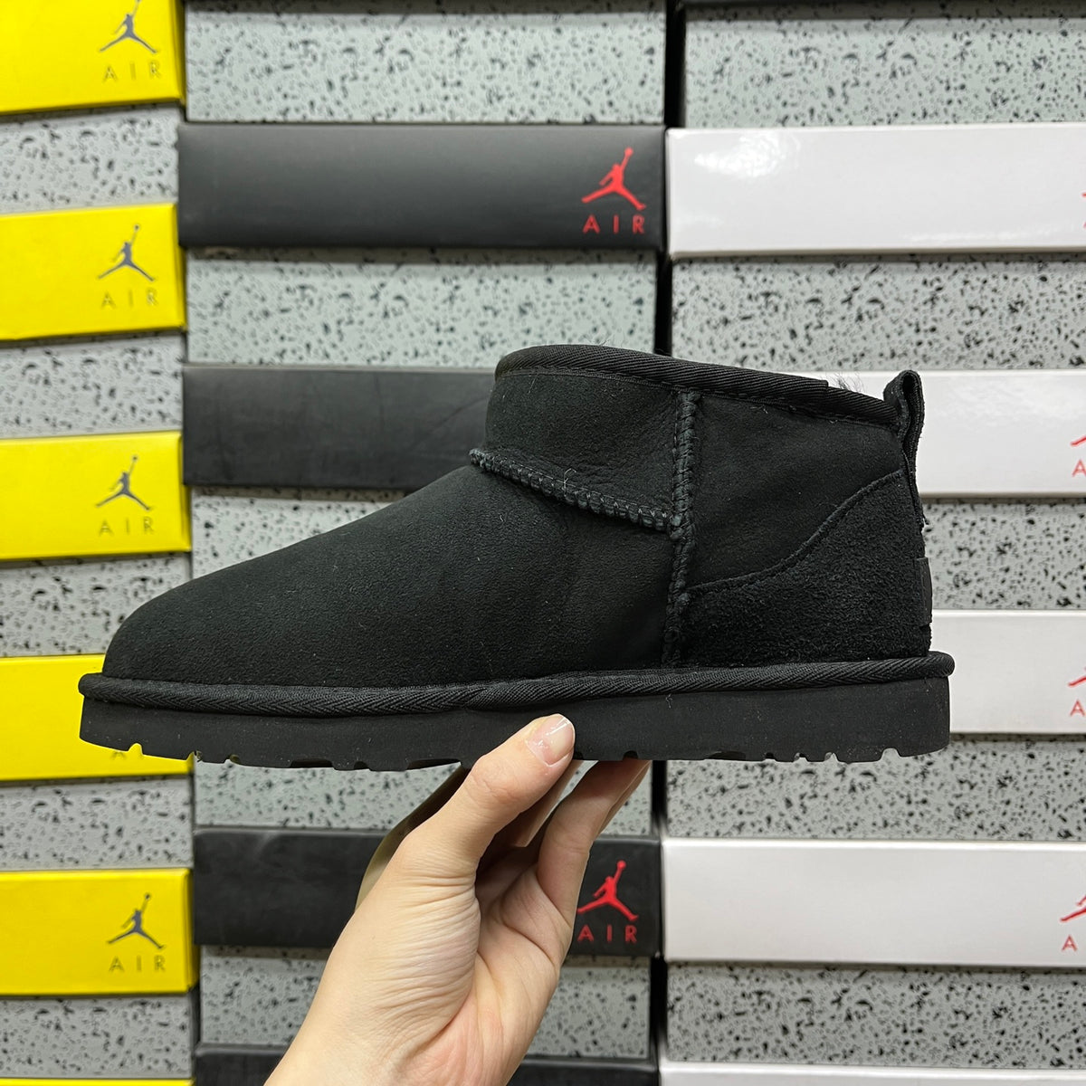 UGG Ultra Mini Pull-On Boots in Black with Plush Lining