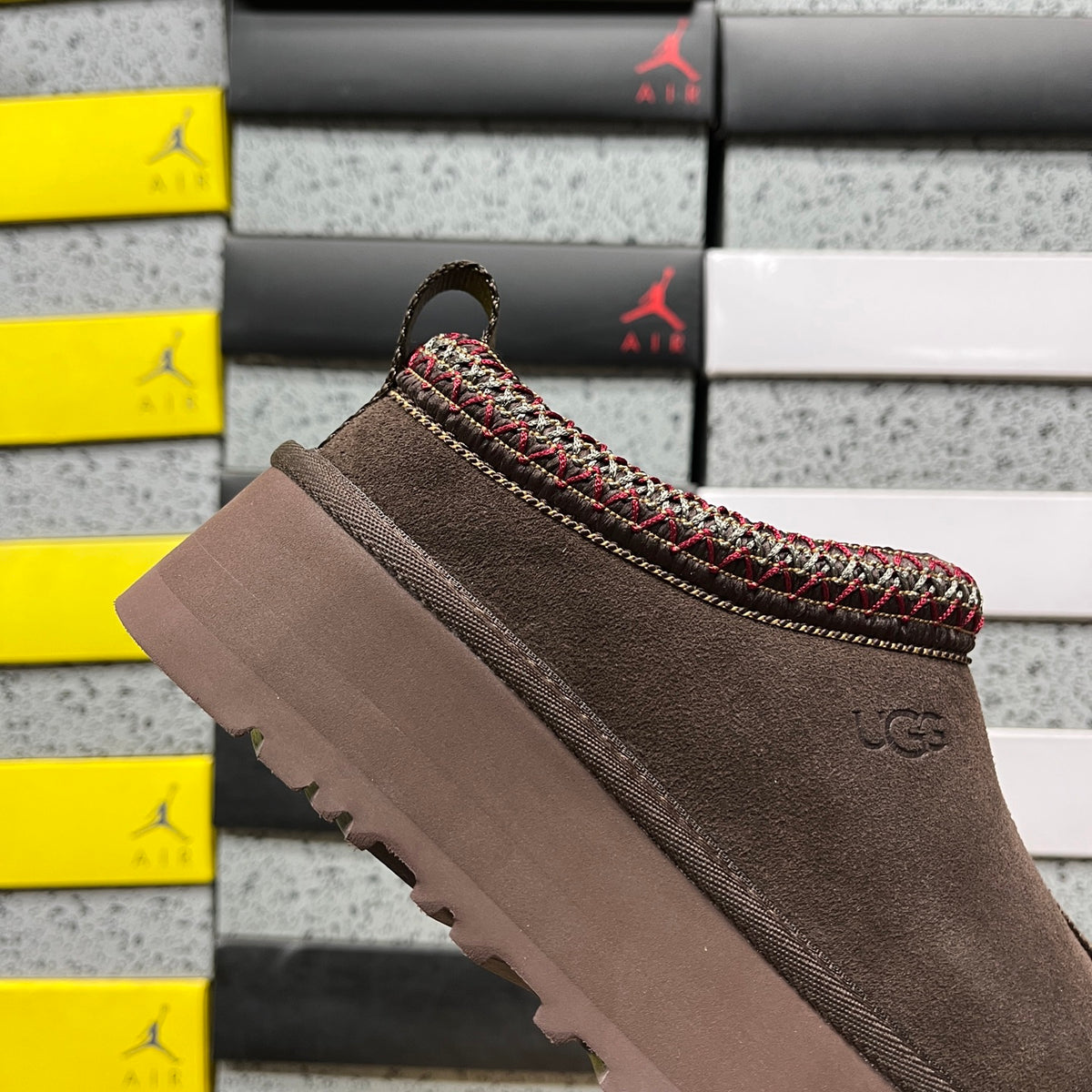 UGG Platform Slip-On Shoes in Cocoa Brown with Contrast Stitched Trim