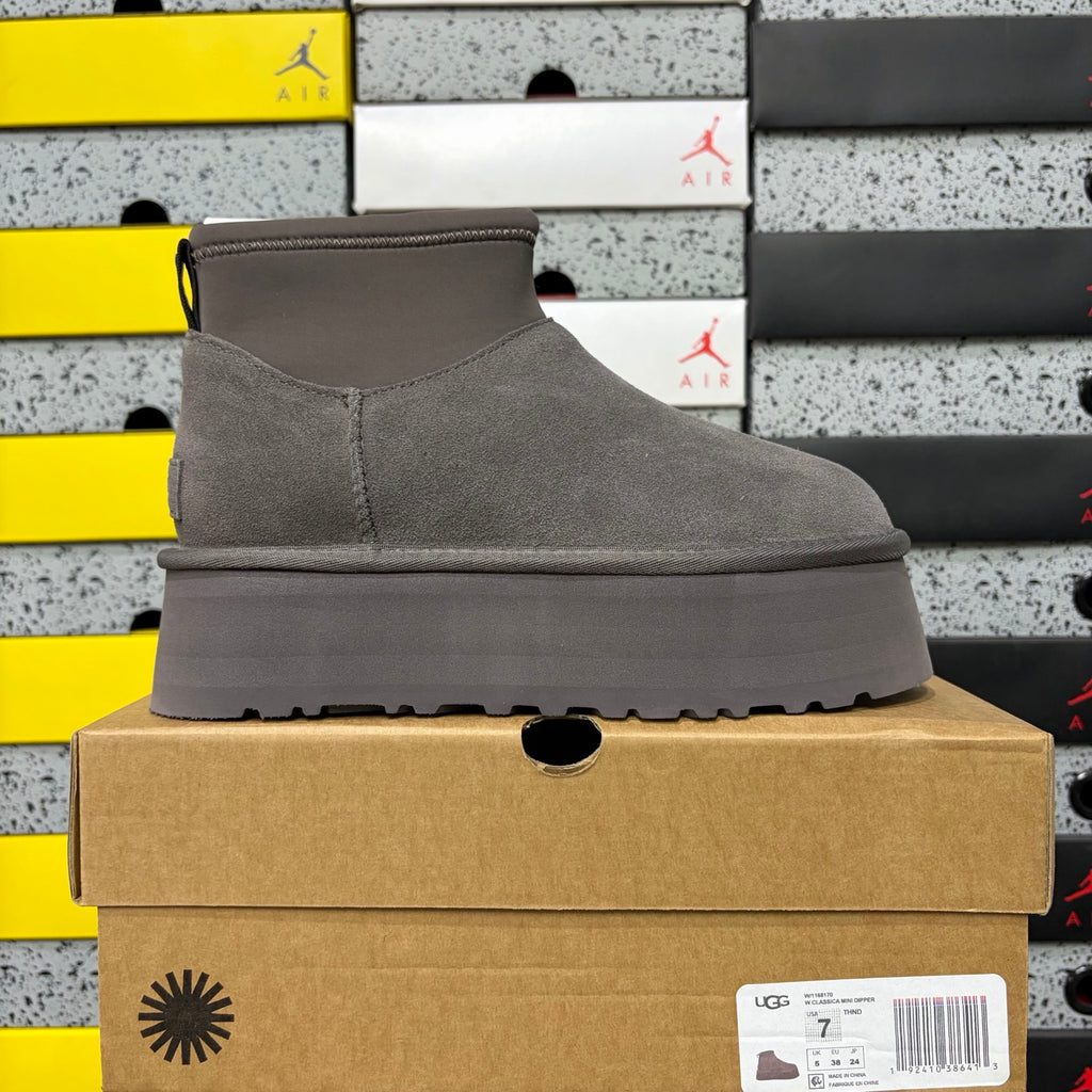 UGG Thundercloud Gray Pull-On Platform Ankle Boots