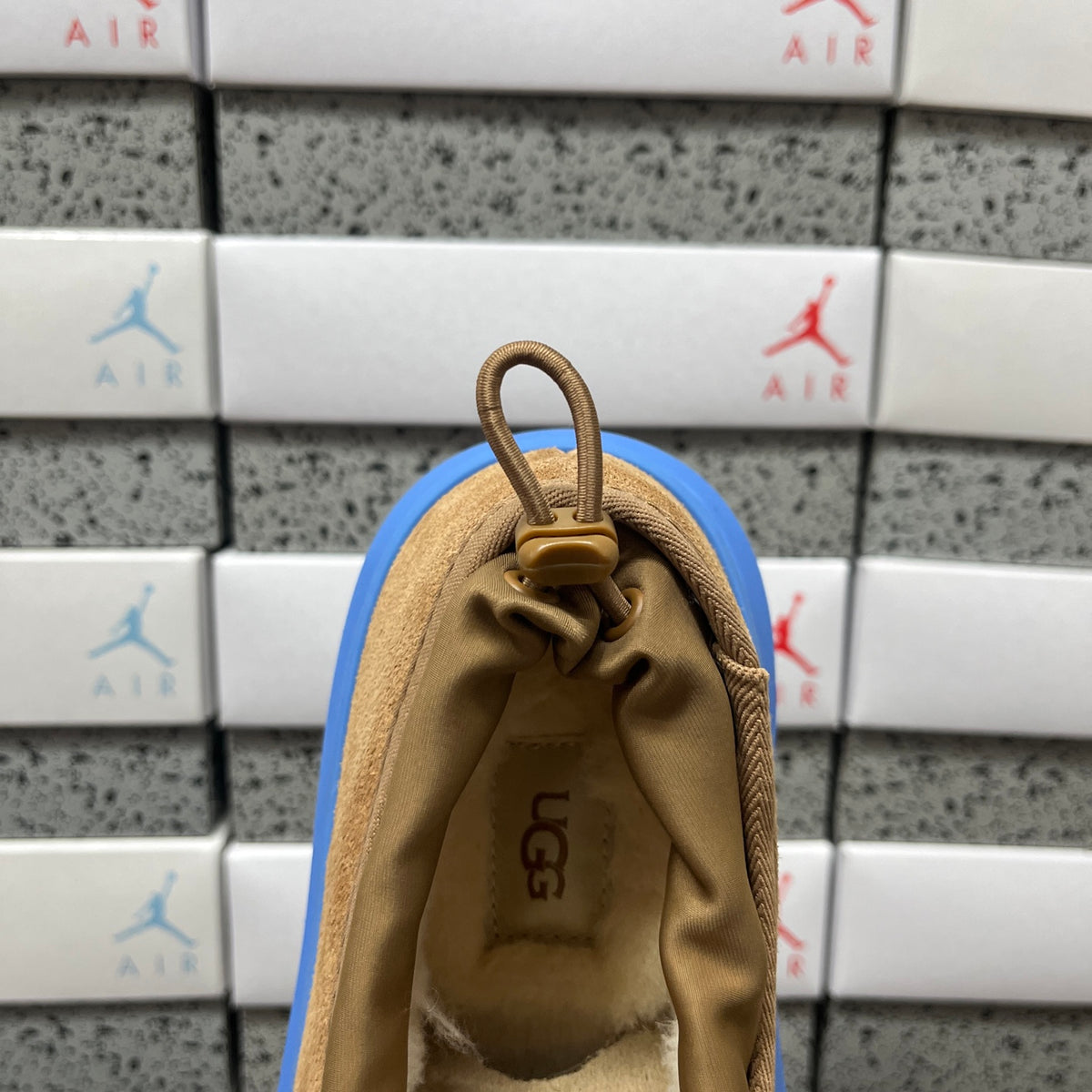 UGG Tan Slip-On Shoes with Blue Chunky Lug Sole
