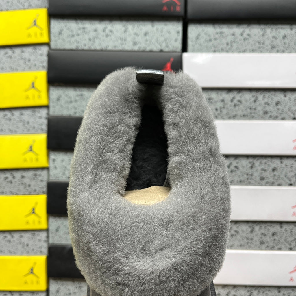 UGG Platform Slippers in Gray with Plush Collar