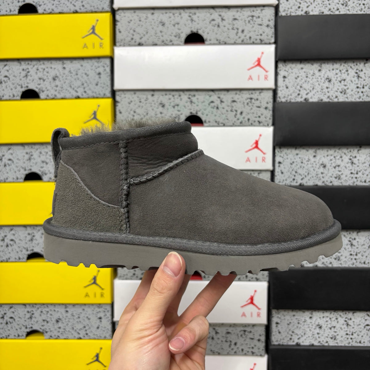 UGG Classic Mini Pull-On Boots in Gray with Plush Lining