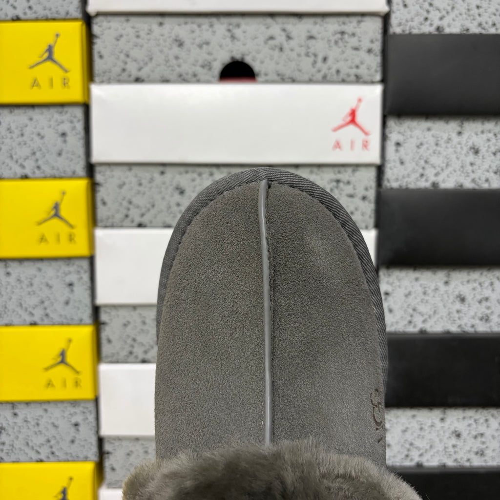 UGG Platform Slippers in Gray with Plush Collar