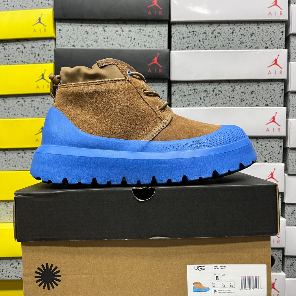 UGG Lace-Up Ankle Boots in Chestnut with Blue Chunky Lug Sole
