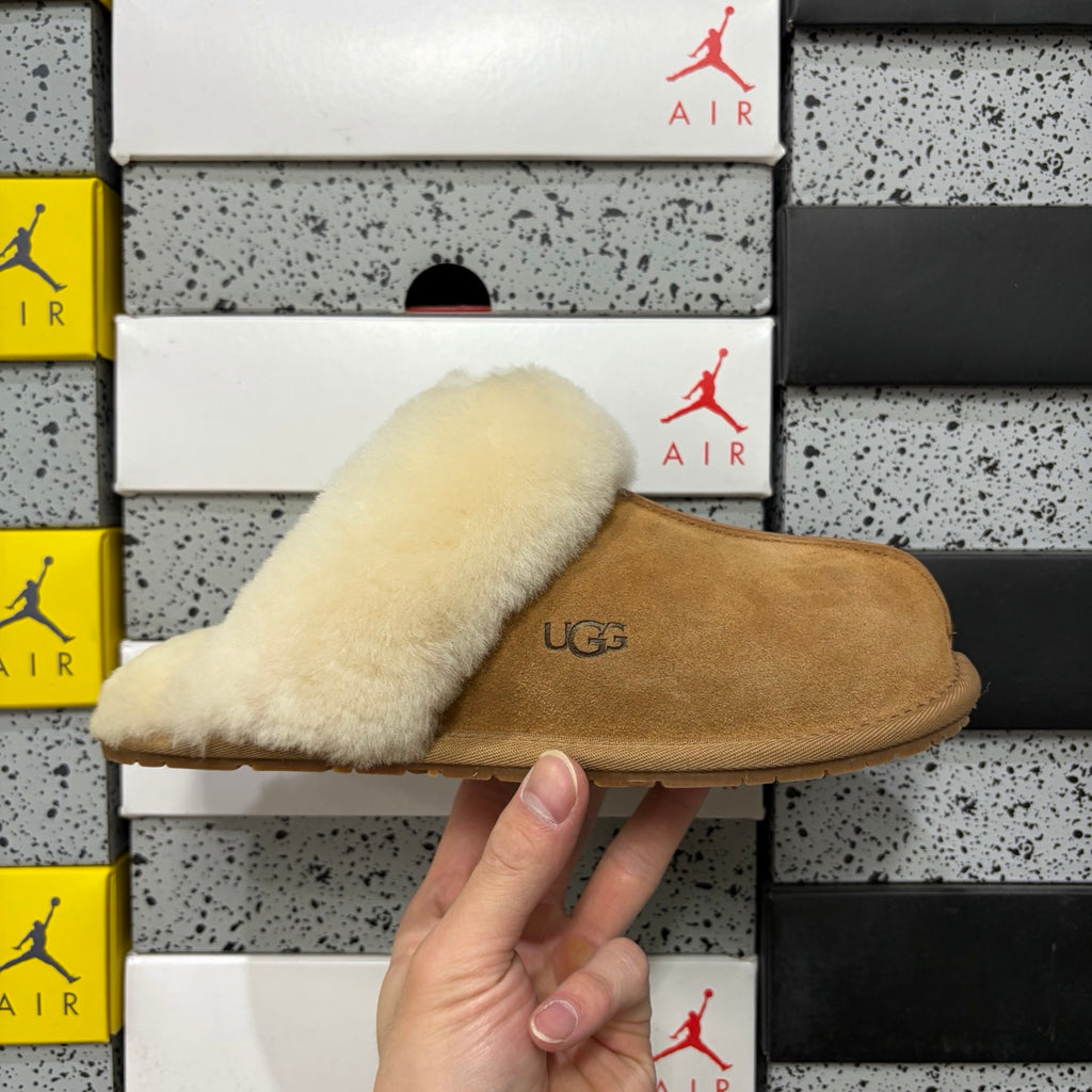 UGG Chestnut Mule Slippers with Cream Plush Collar