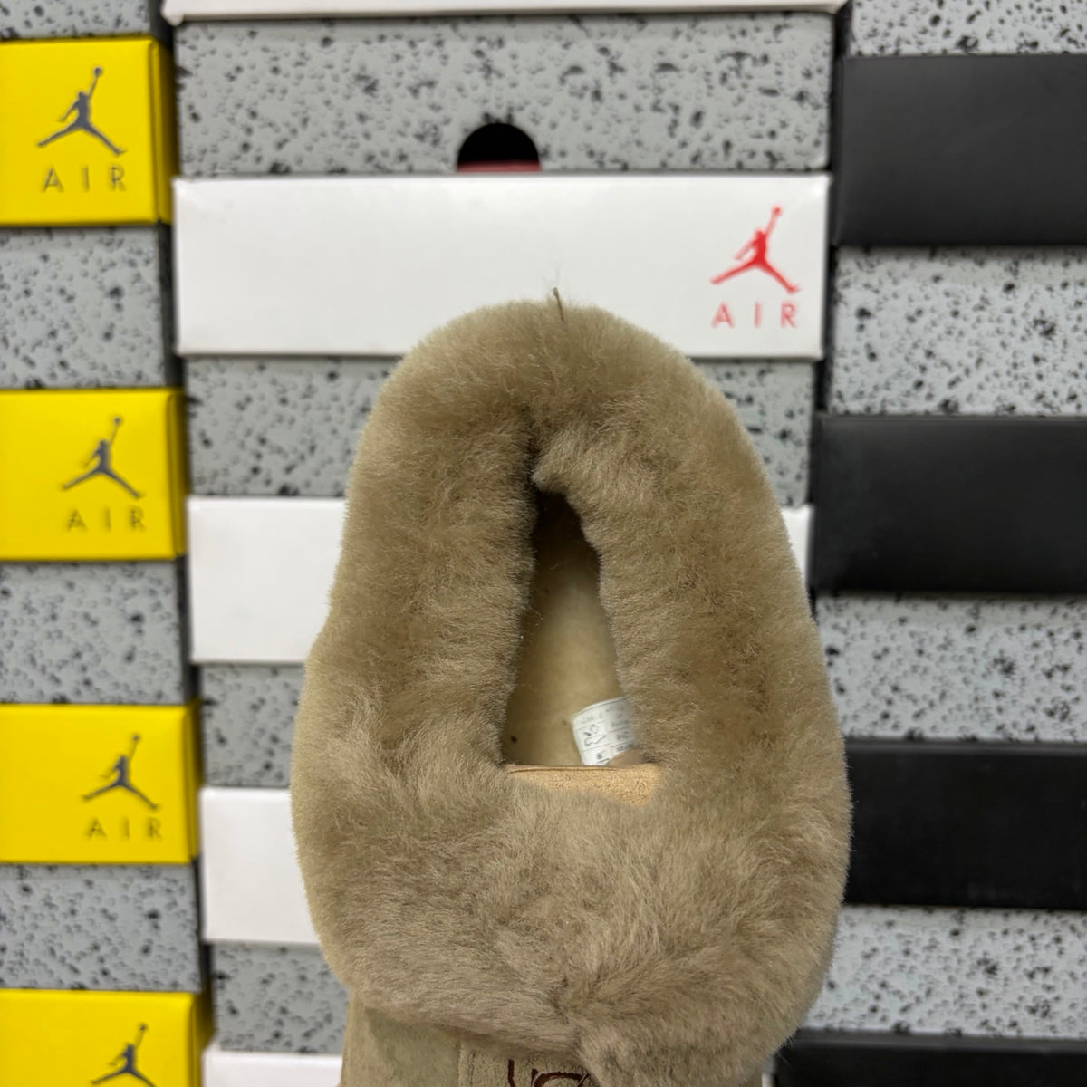 UGG Slippers in Antelope Brown with Plush Collar