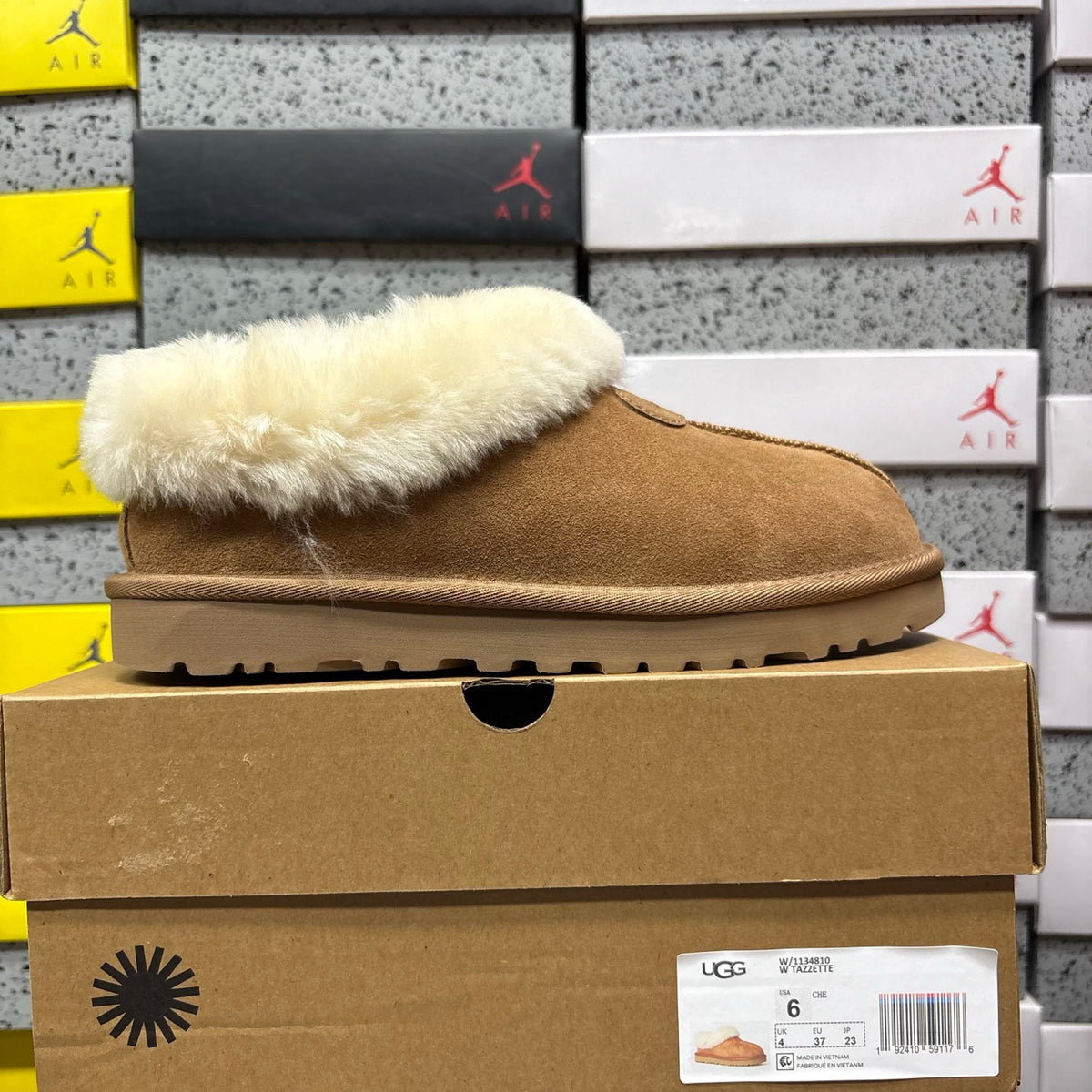 UGG Slip-On Shoes in Chestnut with Cream Plush Collar