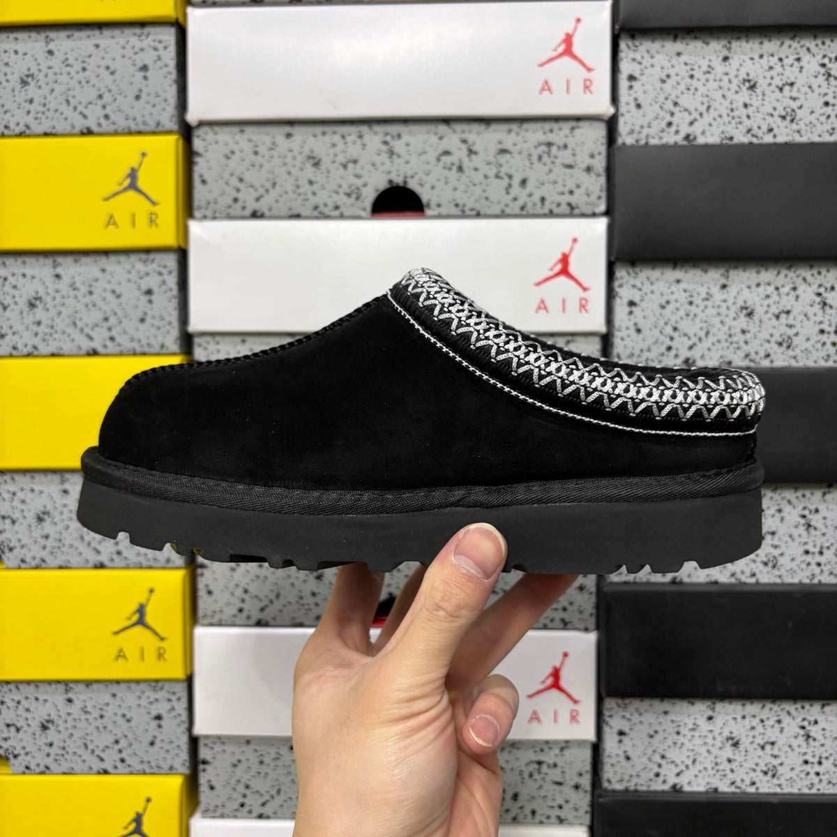 UGG Black Slip-On Shoes with Contrast Stitched Trim