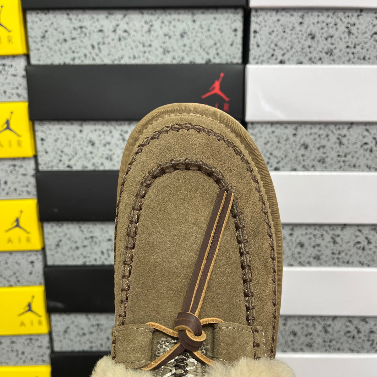 UGG Platform Slippers in Walnut with Cream Plush Collar