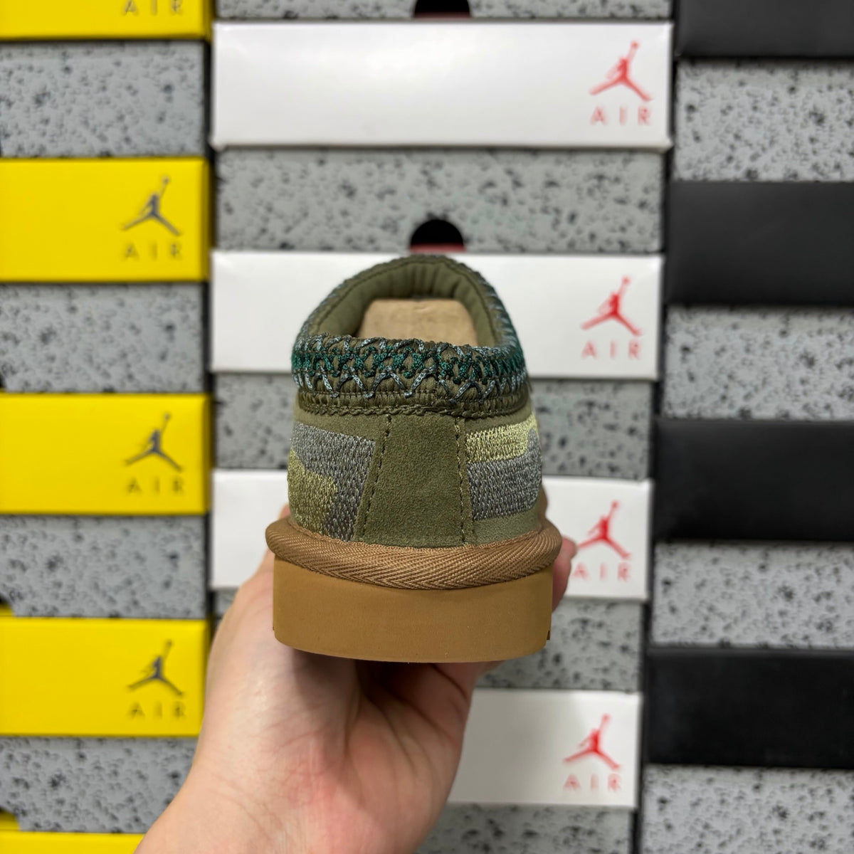 UGG Olive Green Slip-On Shoes with Dragon and Tiger Embroidery