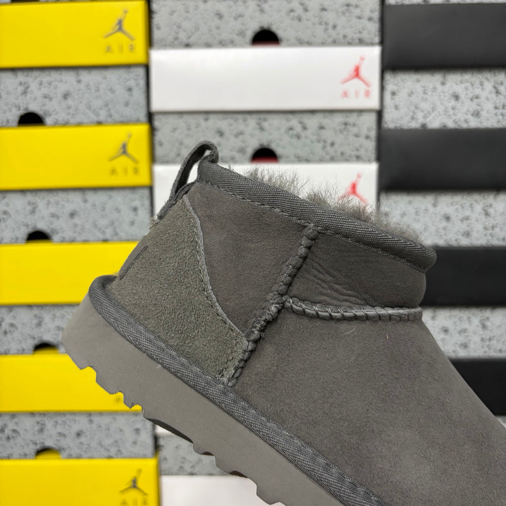 UGG Classic Mini Pull-On Boots in Gray with Plush Lining