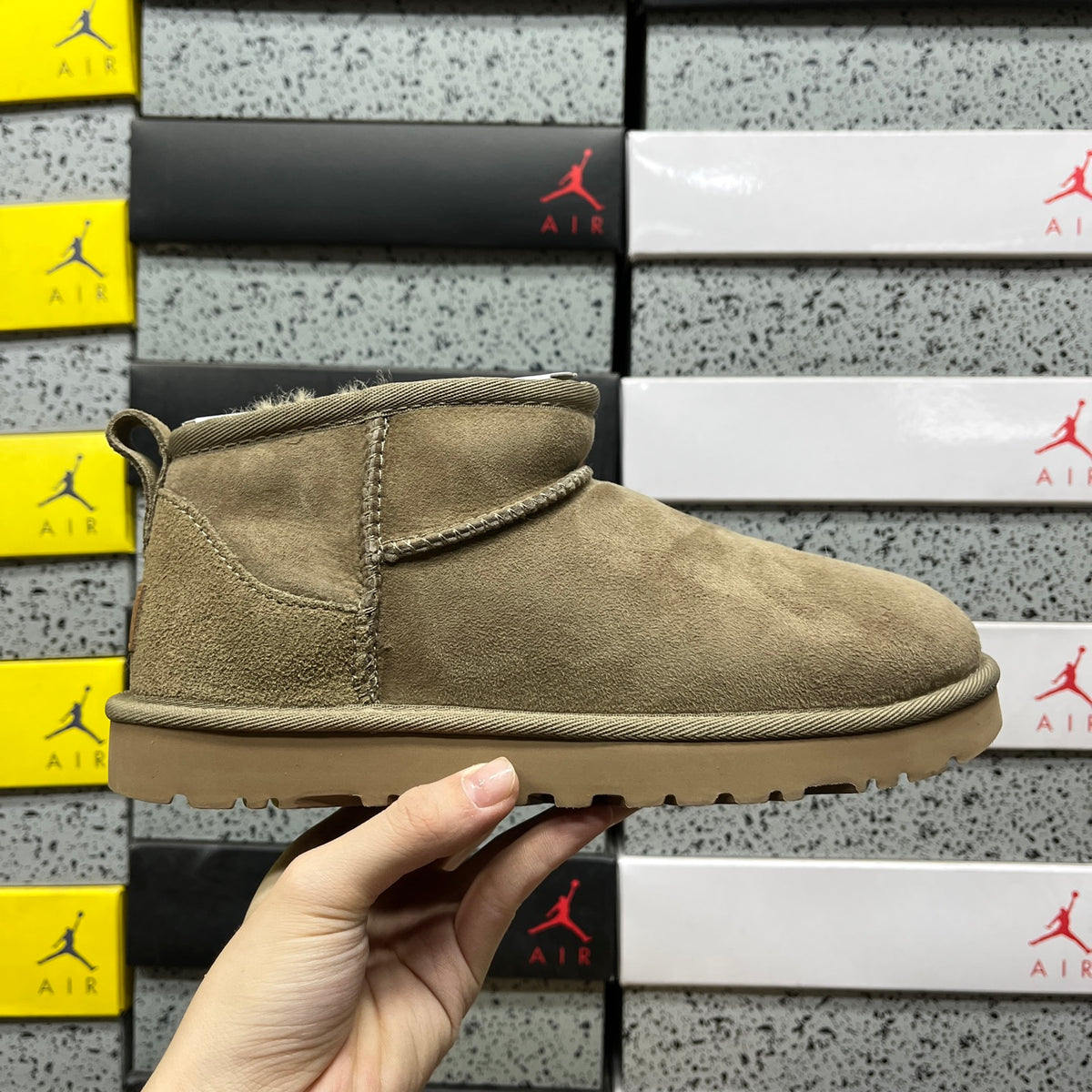 UGG Ultra Mini Pull-On Boots in Antelope Brown with Plush Lining