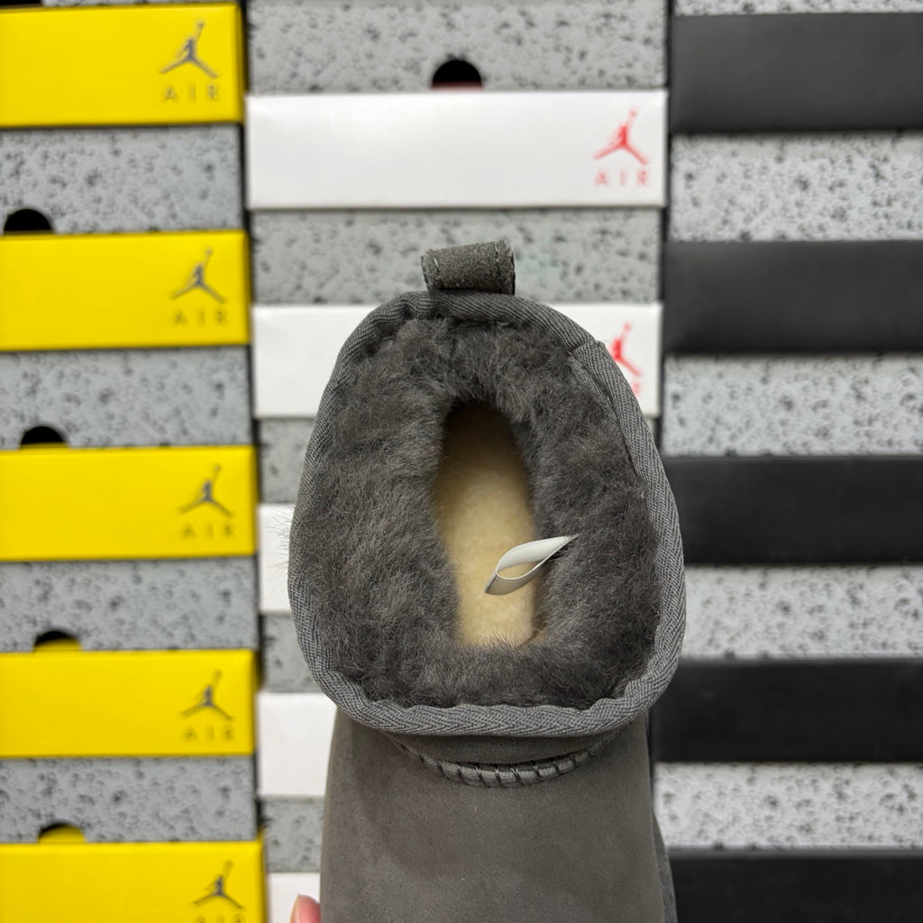 UGG Classic Mini Pull-On Boots in Gray with Plush Lining