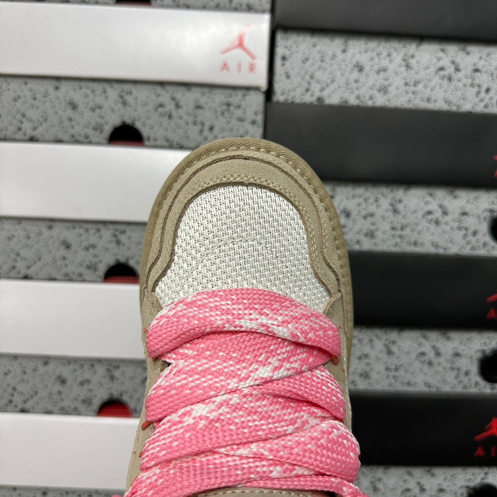 UGG Low-Cut Lace-Up Shoes in White and Pink with Chunky Sole