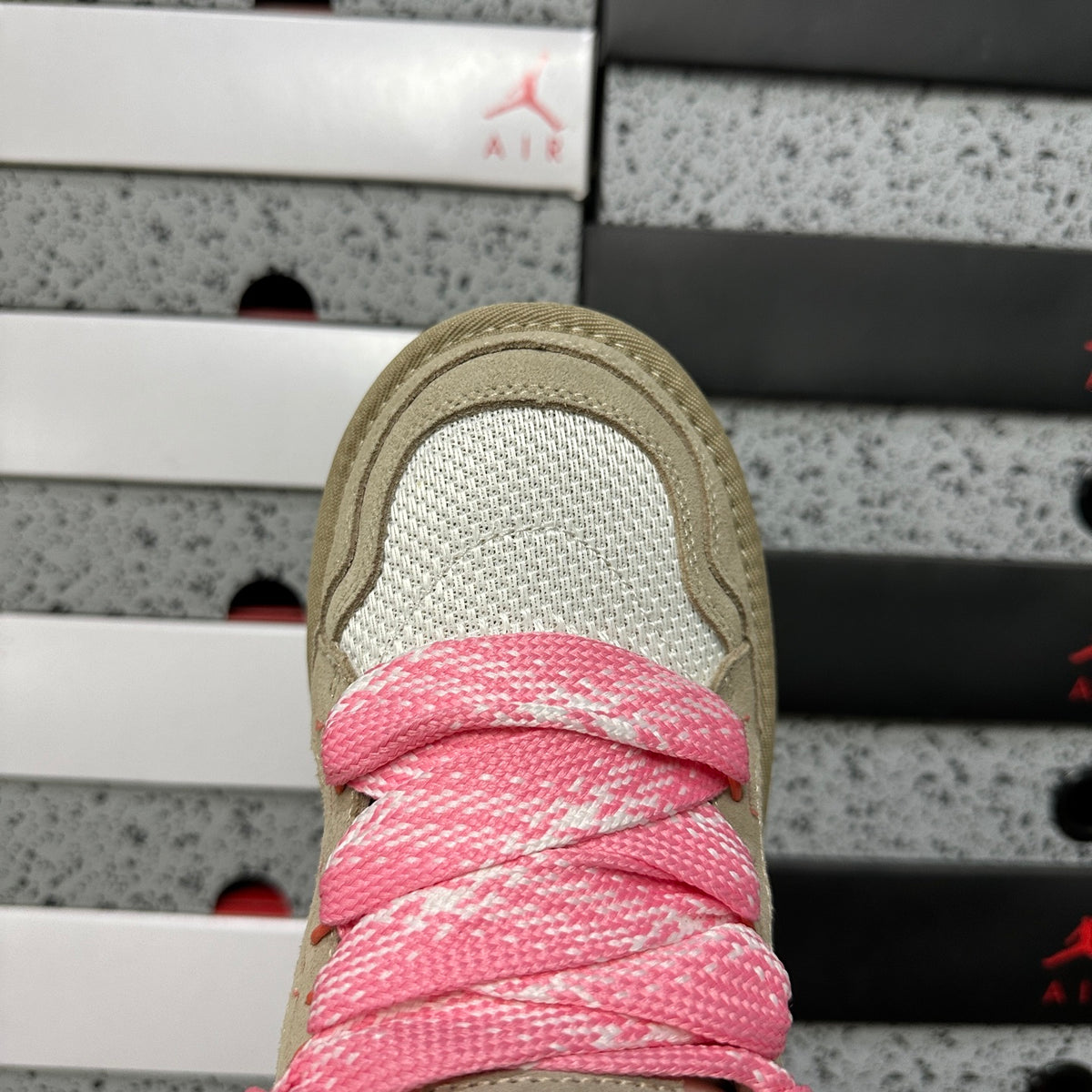 UGG Low-Cut Lace-Up Shoes in White and Pink with Chunky Sole