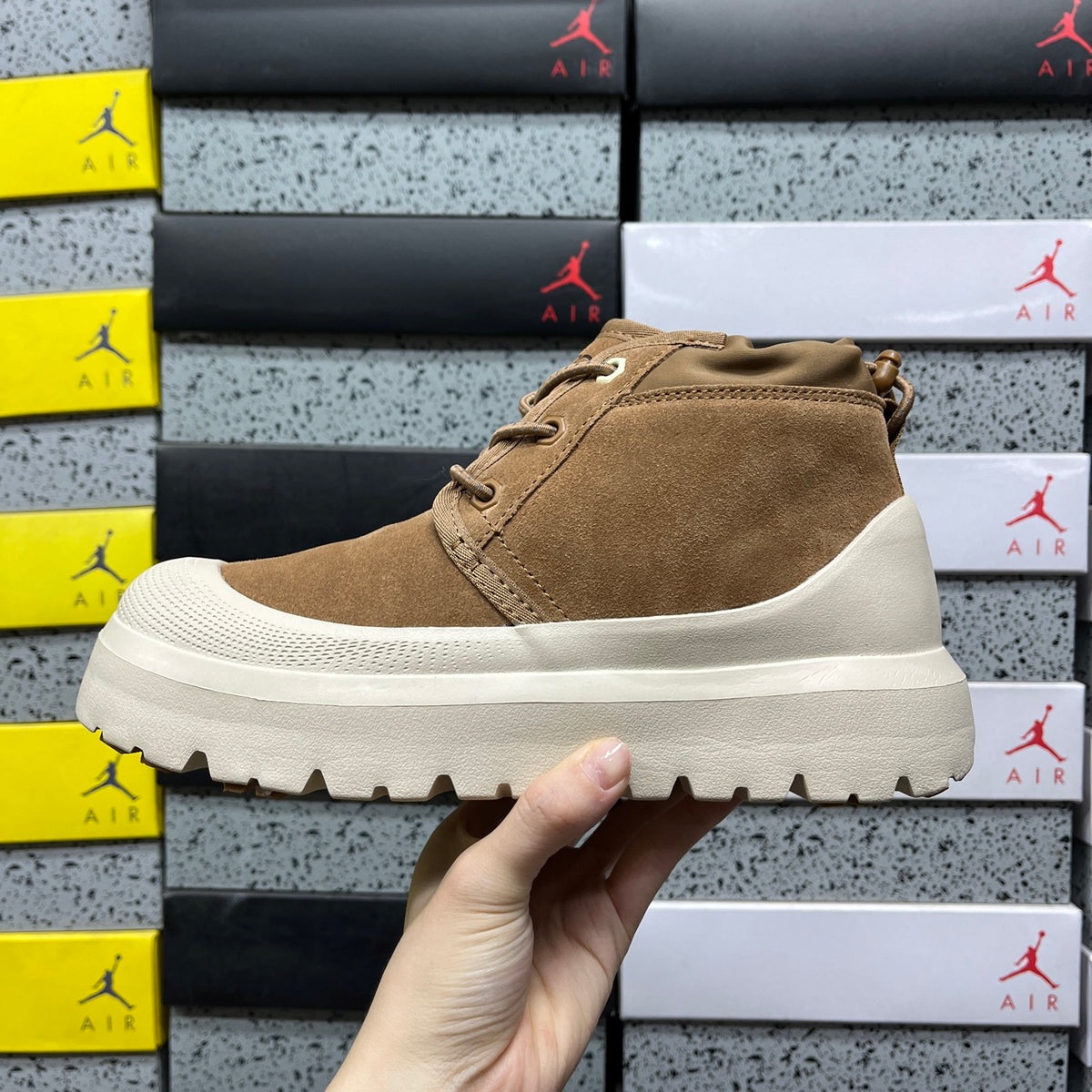 UGG Lace-Up Ankle Boots in Chestnut with Cream Chunky Lug Sole