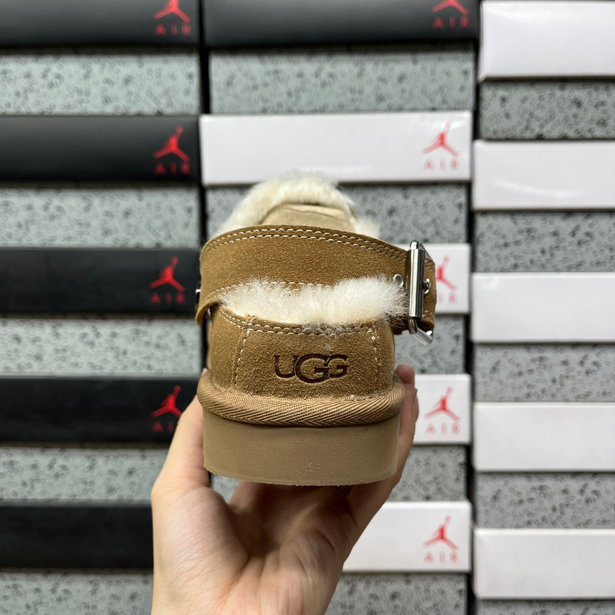 UGG Buckle-Strap Clogs in Chestnut with Plush Lining