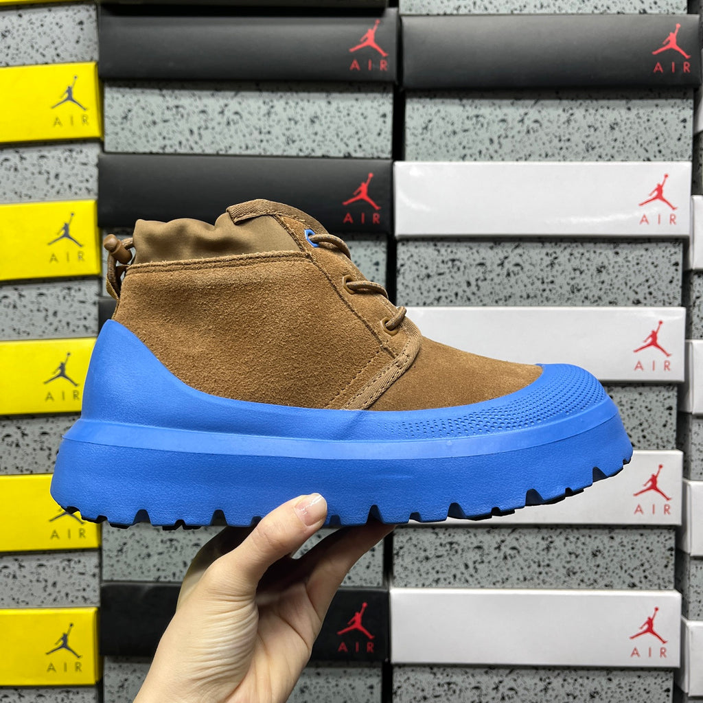 UGG Lace-Up Ankle Boots in Chestnut with Blue Chunky Lug Sole