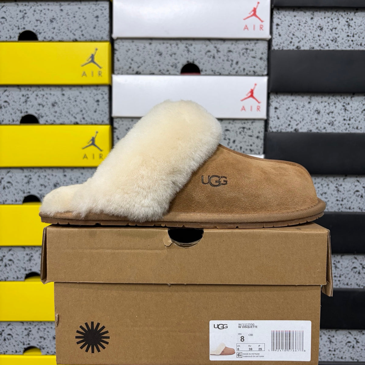 UGG Chestnut Mule Slippers with Cream Plush Collar