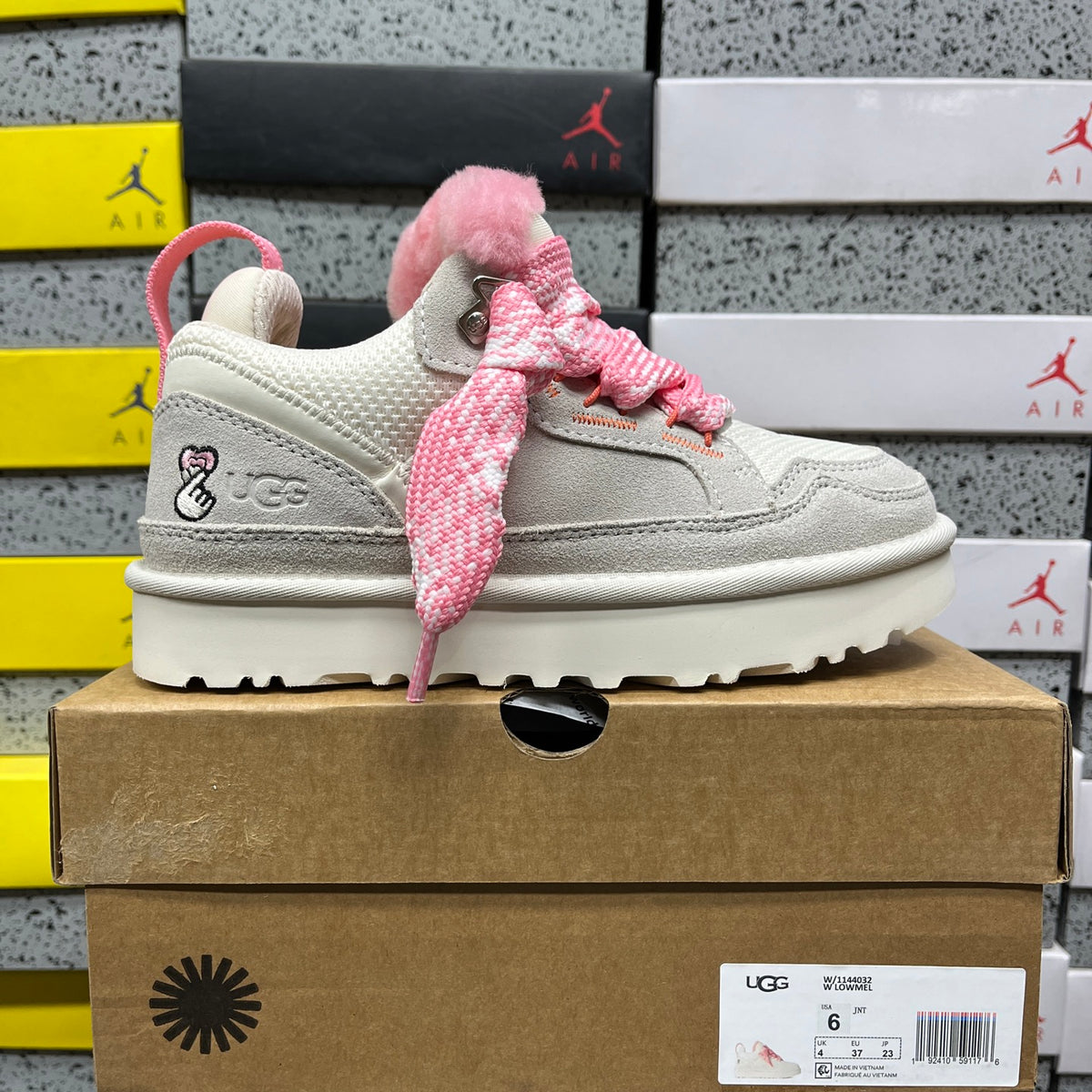 UGG Lowmel Lace-Up Shoes in White and Pink