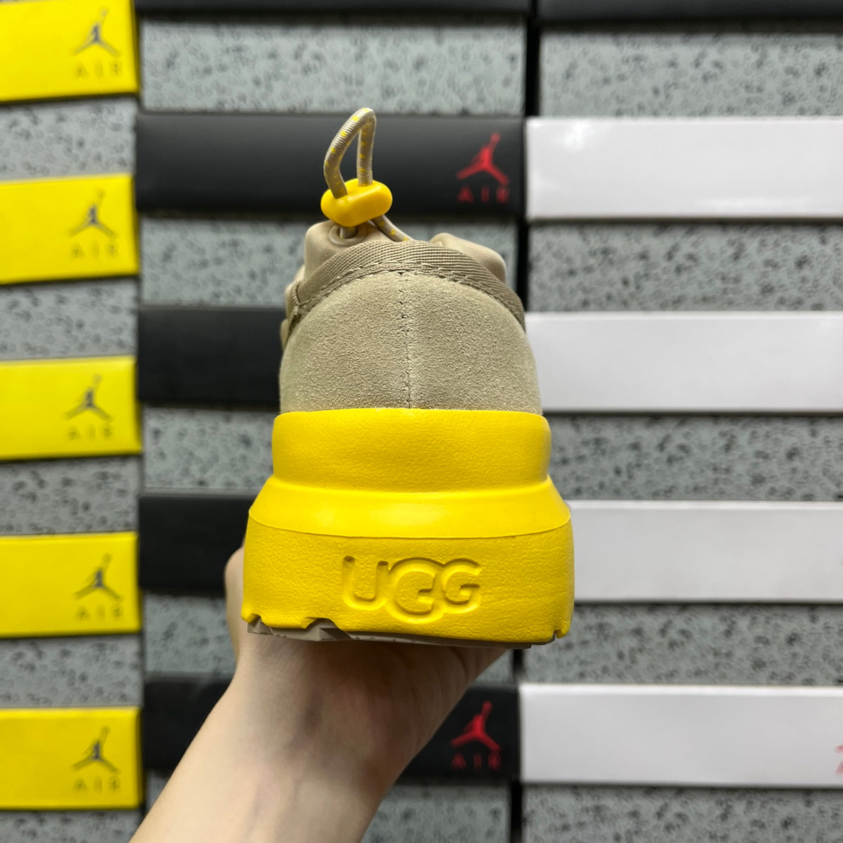 UGG Slip-On Shoes in Beige with Yellow Chunky Sole