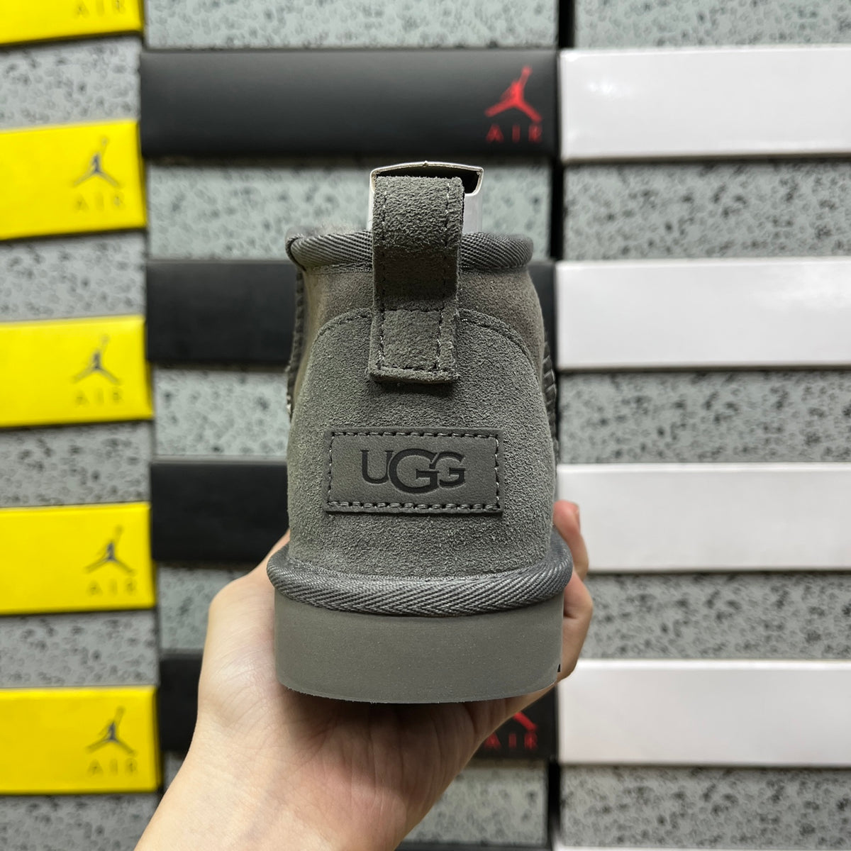 UGG Ultra Mini Pull-On Boots in Gray with Plush Lining