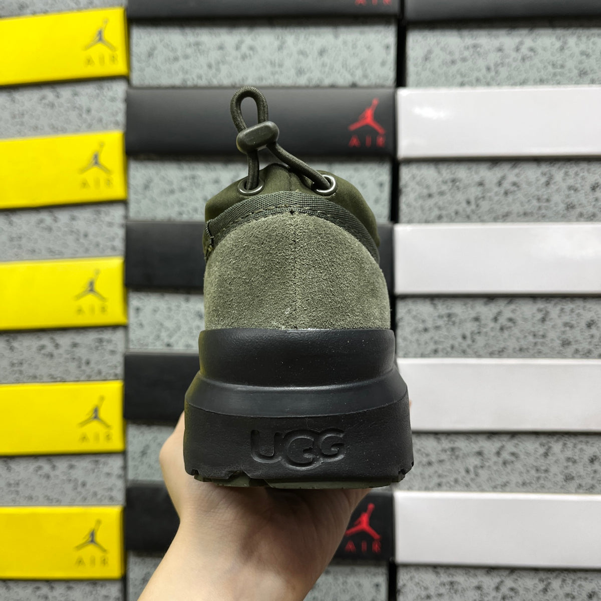 UGG Slip-On Shoes in Olive Green with Black Chunky Sole