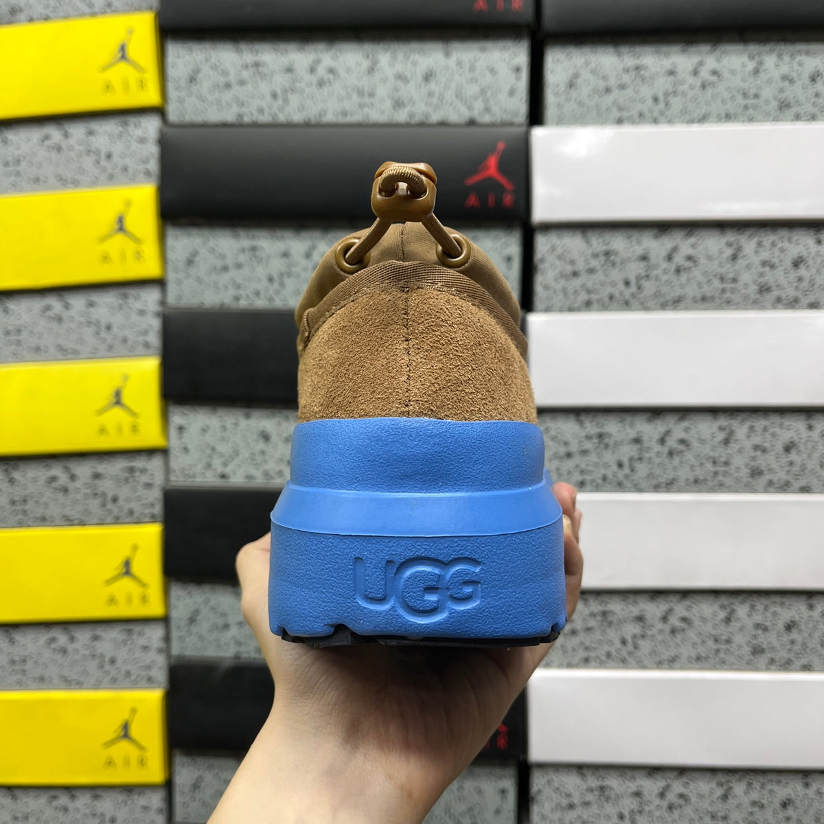 UGG Slip-On Shoes in Chestnut with Blue Chunky Sole