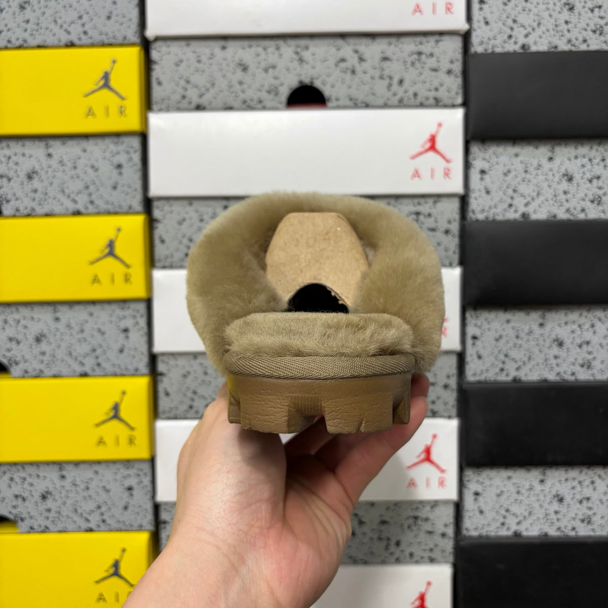 UGG Antelope Brown Mule Slippers with Plush Collar and Notched Sole