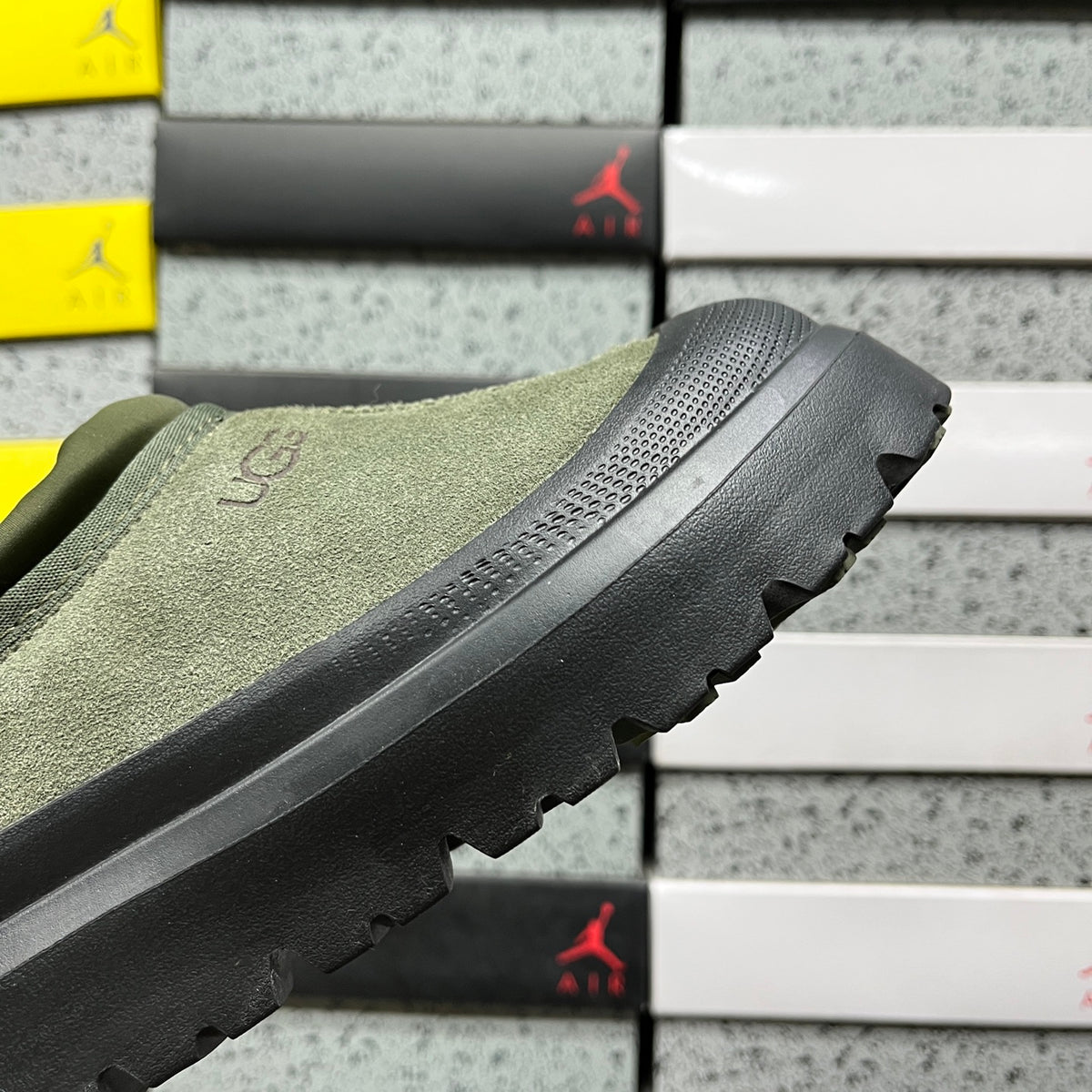 UGG Slip-On Shoes in Olive Green with Black Chunky Sole