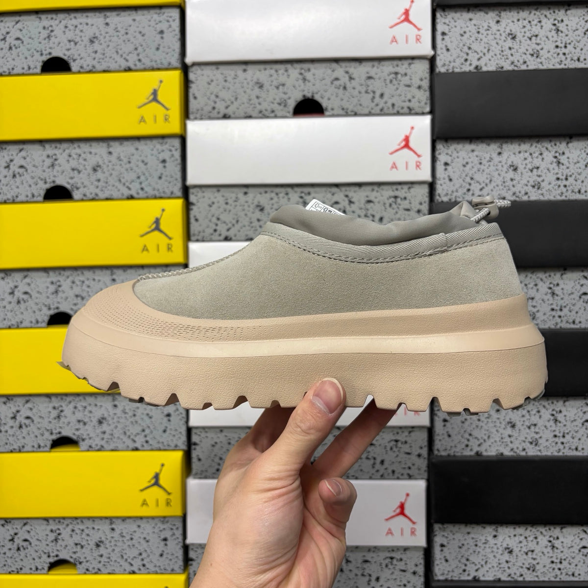 UGG Gray Slip-On Shoes with Beige Chunky Lug Sole