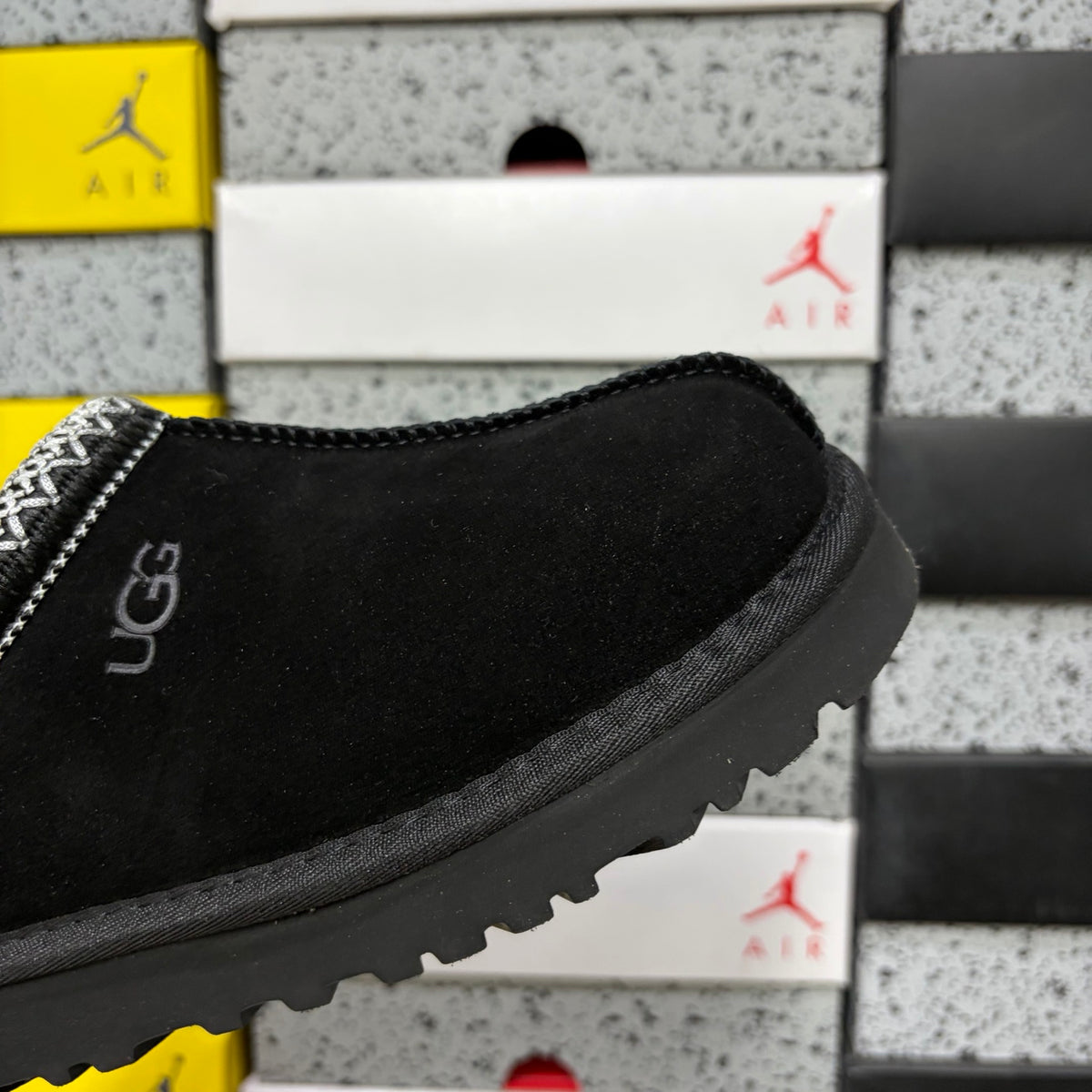 UGG Black Slip-On Shoes with Contrast Stitched Trim