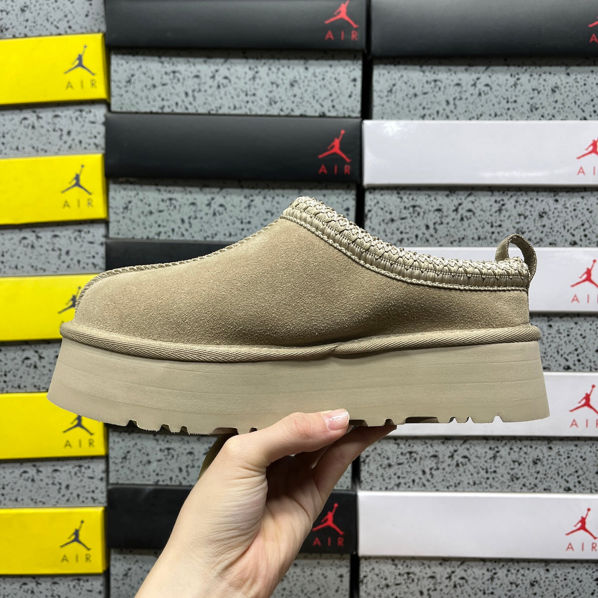 UGG Platform Slip-On Shoes in Mustard Seed with Stitched Trim