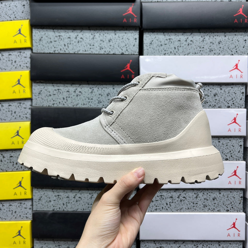 UGG Lace-Up Ankle Boots in Gray with Cream Chunky Lug Sole