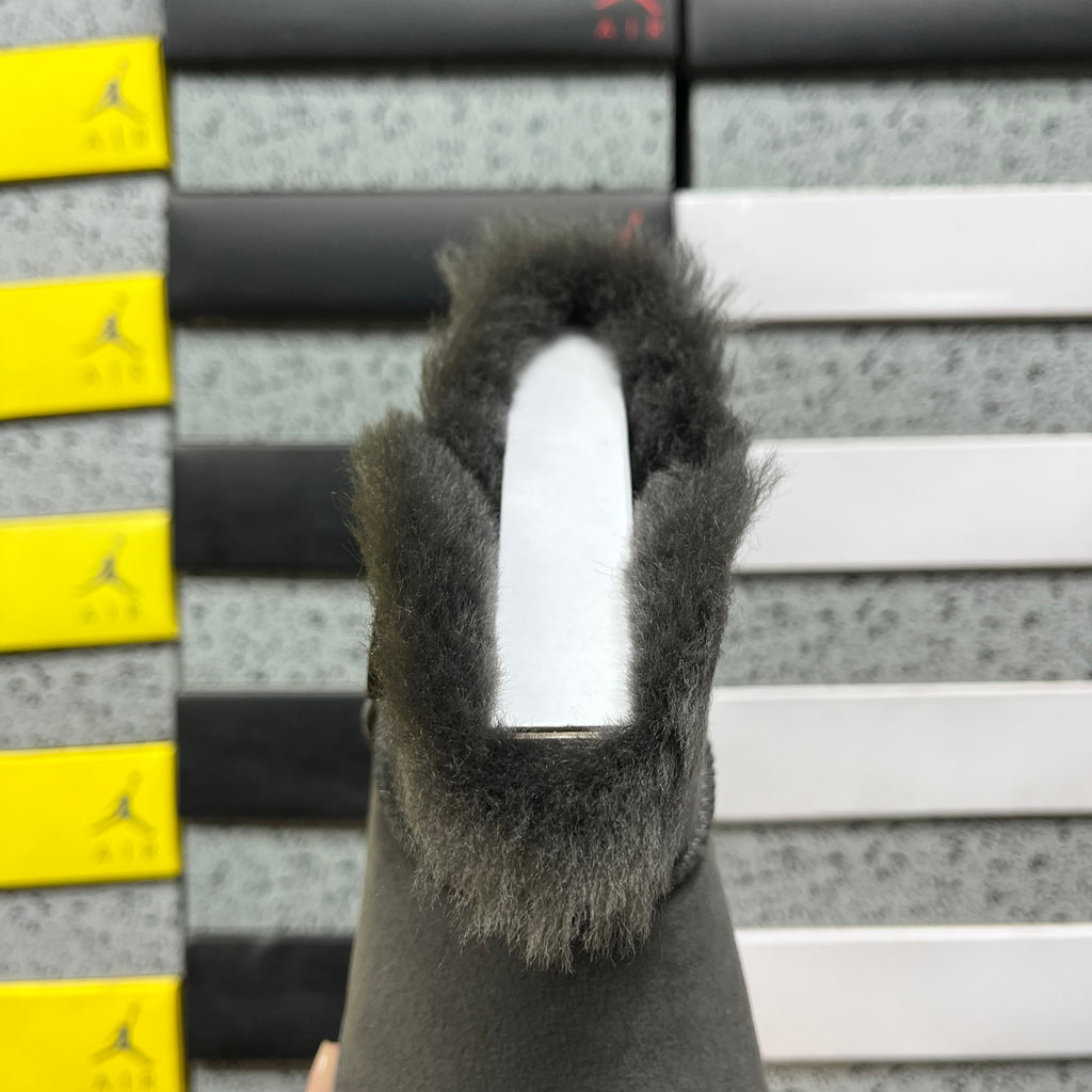 UGG Button-Detail Mini Boots in Gray with Plush Lining