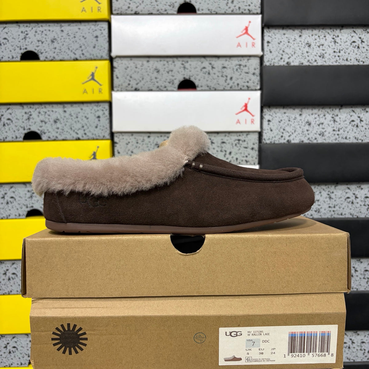 UGG Moccasin Slippers in Cocoa Brown with Plush Collar