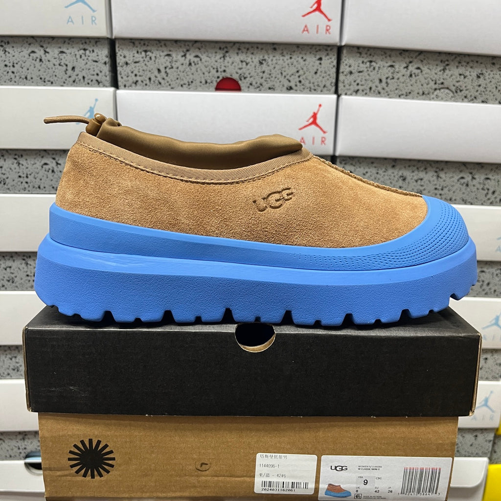 UGG Tan Slip-On Shoes with Blue Chunky Lug Sole