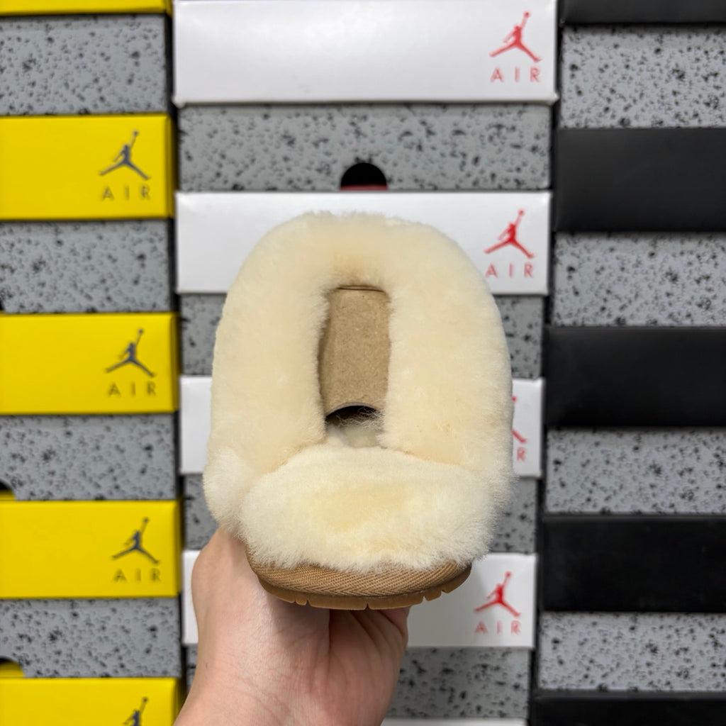 UGG Chestnut Mule Slippers with Cream Plush Collar