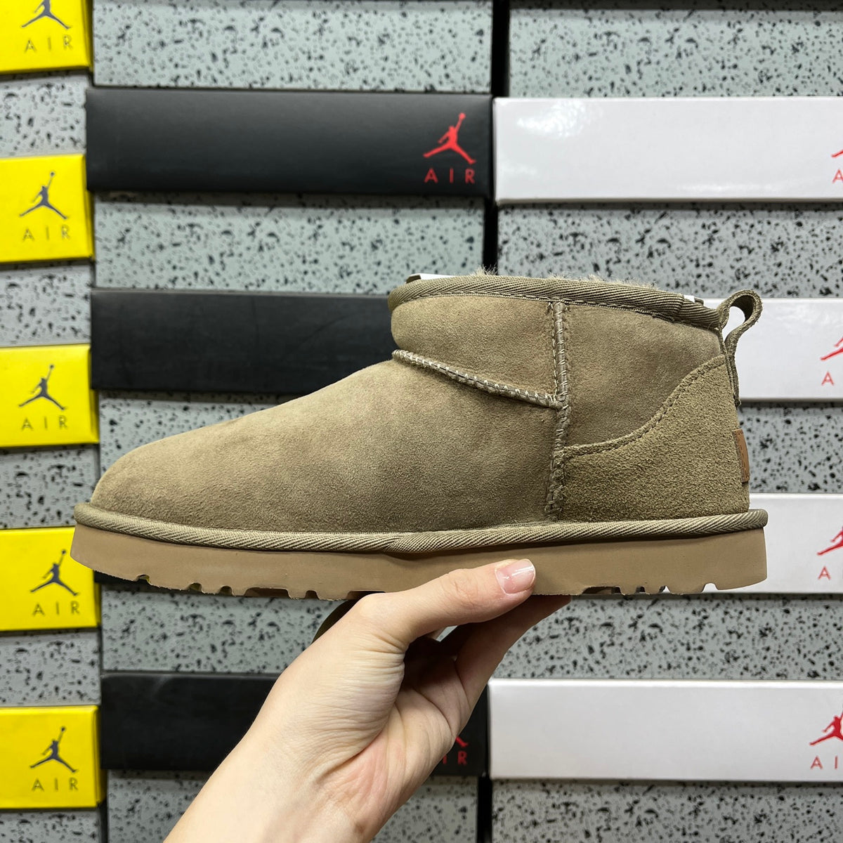 UGG Ultra Mini Pull-On Boots in Antelope Brown with Plush Lining